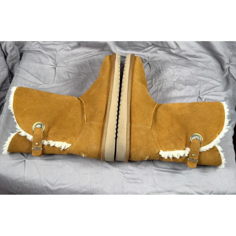 Koolaburra by UGG Victoria Short Chestnut Suede Fur Lined Boots 10 - 1105792